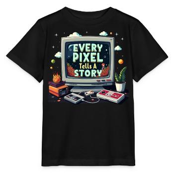 Chaque pixel raconte une histoire - Retro Gaming - T-shirt bio MINI CREATOR Stanley/Stella Enfant - noir - Devant - Mikhail (115cm)