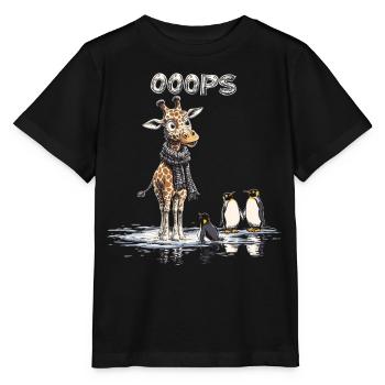 Oups - Drôle de girafe et de pingouins - T-shirt bio MINI CREATOR Stanley/Stella Enfant - noir - Devant - Mikhail (115cm)