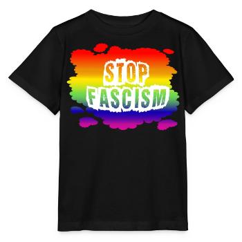 Stop AfD contre la droite, la démocratie, la diversité, la gauche - T-shirt bio MINI CREATOR Stanley/Stella Enfant - noir - Devant - Mikhail (115cm)