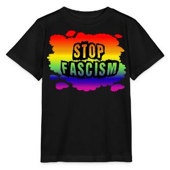 Stop AfD contre la droite, la démocratie, la diversité, la gauche - T-shirt bio MINI CREATOR Stanley/Stella Enfant - noir - Devant - Mikhail (115cm)