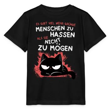 Schwarze Katze hasst Menschen – Zynisch & Lustig - Stanley/Stella Kinder T-Shirt MINI CREATOR  - Schwarz - Vorne - Mikhail (115cm)
