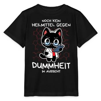 Zynische Forscherkatze – Wissenschaft ohne Gnade - Stanley/Stella Kinder T-Shirt MINI CREATOR  - Schwarz - Vorne - Mikhail (115cm)