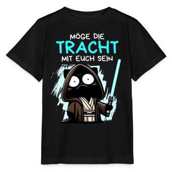 Möge die Tracht mit euch sein – Nerdkatze - Stanley/Stella Kinder T-Shirt MINI CREATOR  - Schwarz - Vorne - Mikhail (115cm)