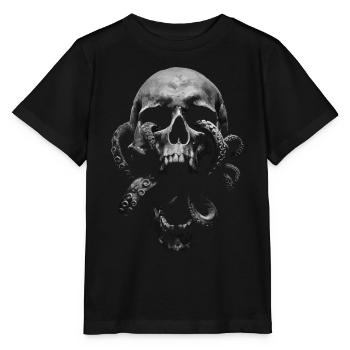 Skull with tentacles – dark gothic art - Stanley/Stella MINI CREATOR Kids’ T-Shirt - black - Front - Mikhail (115cm)