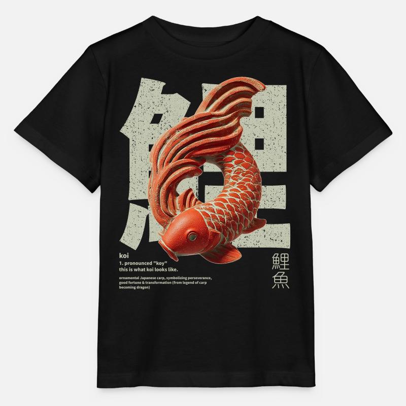 Poisson Koi japonais – Bonheur et transformation - T-shirt bio MINI CREATOR Stanley/Stella Enfant - noir