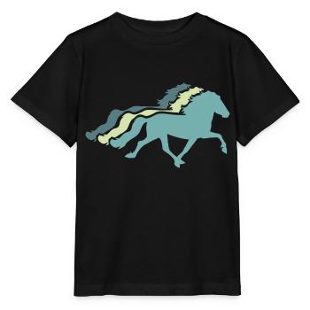 Rennpass Islandpferdeherde Türkis - Stanley/Stella Kinder T-Shirt MINI CREATOR  - Schwarz - Vorne - Mikhail (115cm)