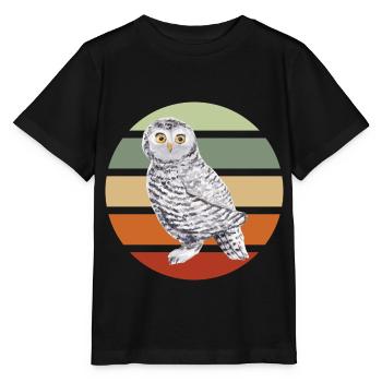 Hibou Hibou Animal Hibou ligneux Hibou hibou des granges - T-shirt bio MINI CREATOR Stanley/Stella Enfant - noir - Devant - Mikhail (115cm)
