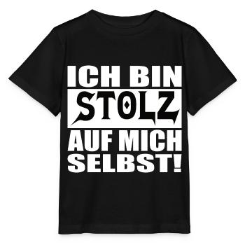 ich bin stolz auf mich selbst - Stanley/Stella Kinder T-Shirt MINI CREATOR  - Schwarz - Vorne - Mikhail (115cm)