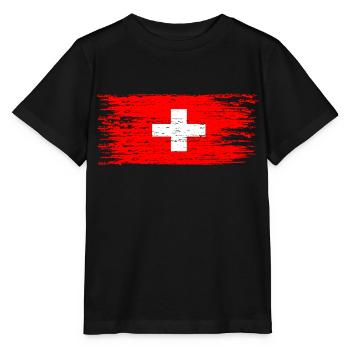 Schweiz Flagge - Stanley/Stella Kinder T-Shirt MINI CREATOR  - Schwarz - Vorne - Mikhail (115cm)