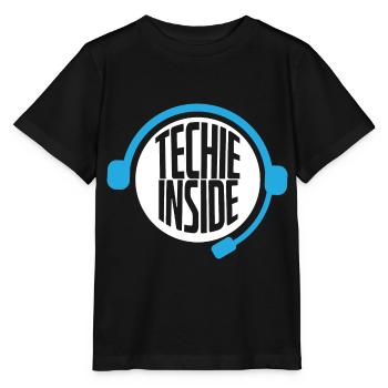 Techie Inside Tech Support Headset - Stanley/Stella MINI CREATOR Kids’ T-Shirt - black - Front - Mikhail (115cm)