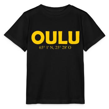 Oulu - Finlande - Coordonnées - Longitude Latitude - T-shirt bio MINI CREATOR Stanley/Stella Enfant - noir - Devant - Mikhail (115cm)