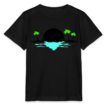 sunset delfine - Stanley/Stella Kinder T-Shirt MINI CREATOR  - Schwarz - Vorne - Mikhail (115cm)