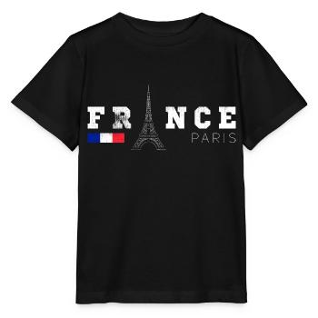 France Paris T-Shirt French Flag Eiffel Tower - T-shirt bio MINI CREATOR Stanley/Stella Enfant - noir - Devant - Mikhail (115cm)