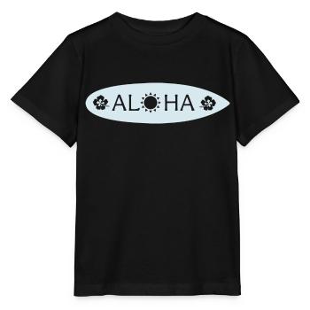 Aloha Surfbrett - Stanley/Stella Kinder T-Shirt MINI CREATOR  - Schwarz - Vorne - Mikhail (115cm)