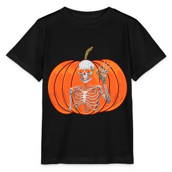 Kürbis Oktober Geist Spuk Halloween Skelett - Stanley/Stella Kinder T-Shirt MINI CREATOR  - Schwarz - Vorne - Mikhail (115cm)