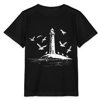 Seagull Lighthouse Harbor Moin Sea LakeSeaLighthouse Seagull H - T-shirt bio MINI CREATOR Stanley/Stella Enfant - noir - Devant - Mikhail (115cm)