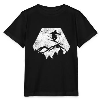 Ski Wintersport Alpen Berge Piste Polygon - Stanley/Stella Kinder T-Shirt MINI CREATOR  - Schwarz - Vorne - Mikhail (115cm)