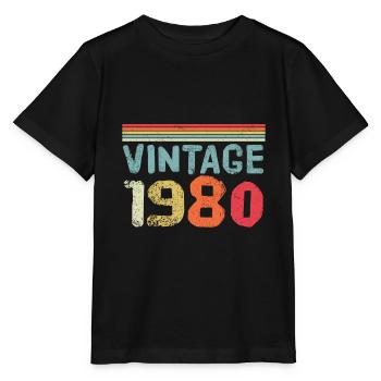 Born in 1980 vintage vintage - Stanley/Stella MINI CREATOR Kids’ T-Shirt - black - Front - Mikhail (115cm)