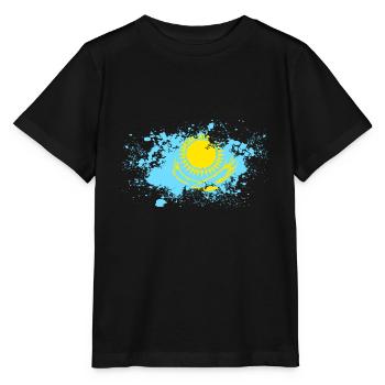 Kazakhstan Kasachstan Flagge Geschenkidee - Stanley/Stella Kinder T-Shirt MINI CREATOR  - Schwarz - Vorne - Mikhail (115cm)