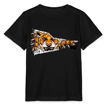 Tigerkopf - Chat sauvage Dentage motif - T-shirt bio MINI CREATOR Stanley/Stella Enfant - noir - Devant - Mikhail (115cm)