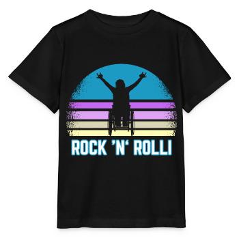 Rock and Roll Rollstuhlfahrer Rolli Rollstuhl - Stanley/Stella Kinder T-Shirt MINI CREATOR  - Schwarz - Vorne - Mikhail (115cm)