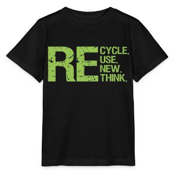 ReCycle ReUse ReNew ReThink - Stanley/Stella Kinder T-Shirt MINI CREATOR  - Schwarz - Vorne - Mikhail (115cm)