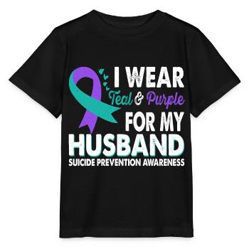 Wear teal & purple for awareness - Stanley/Stella MINI CREATOR Kids’ T-Shirt - black - Front - Mikhail (115cm)