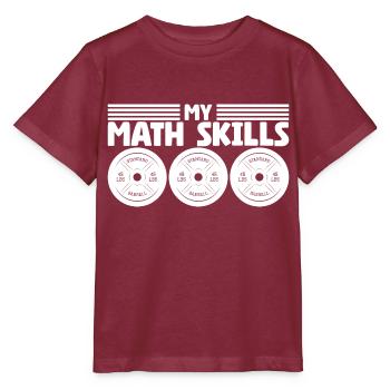 Plaques de poids d’haltérophile Bodybuilder Math - T-shirt bio MINI CREATOR Stanley/Stella Enfant - bordeaux - Devant - Kain (125cm)