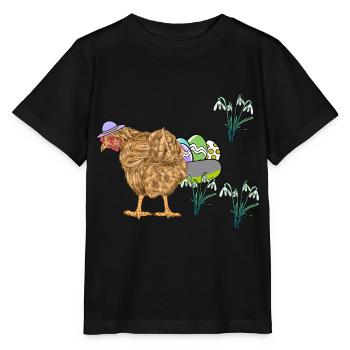 Huhn Federvieh Eier Nest Ostereier Ostern - Stanley/Stella Kinder T-Shirt MINI CREATOR  - Schwarz - Vorne - Mikhail (115cm)