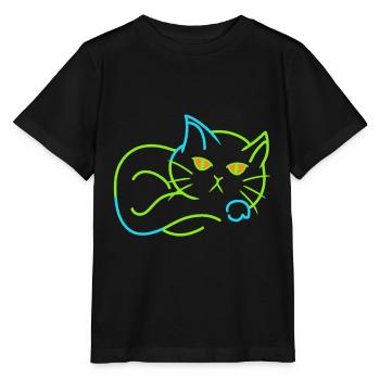 Vintage Katze Retro Stubentiger müde - Stanley/Stella Kinder T-Shirt MINI CREATOR  - Schwarz - Vorne - Mikhail (115cm)