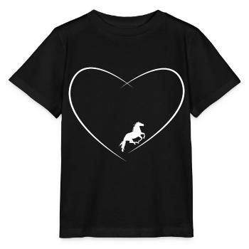 Ich liebe Pferde Herzschlag Herz Geschenk - Stanley/Stella Kinder T-Shirt MINI CREATOR  - Schwarz - Vorne - Mikhail (115cm)