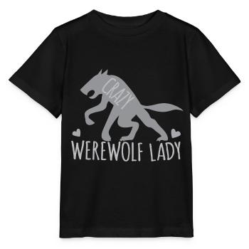 Dame de loup-garou fou avec loup gris - T-shirt bio MINI CREATOR Stanley/Stella Enfant - noir - Devant - Mikhail (115cm)