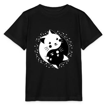 Coole Kätzchen Yin Yang Katzen Cat Geschenkidee - Stanley/Stella Kinder T-Shirt MINI CREATOR  - Schwarz - Vorne - Mikhail (115cm)