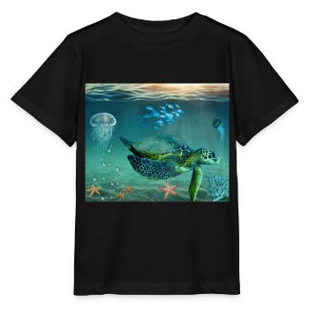 Tortue Mer Cadeau Idée cadeau - T-shirt bio MINI CREATOR Stanley/Stella Enfant - noir - Devant - Mikhail (115cm)