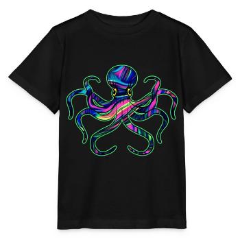 Octopus fluorescent by The Manzanita's - Stanley/Stella MINI CREATOR Kids’ T-Shirt - black - Front - Mikhail (115cm)