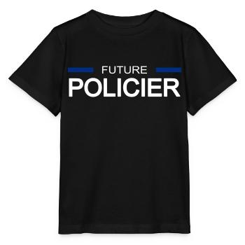 Future policier - T-shirt bio MINI CREATOR Stanley/Stella Enfant - noir - Devant - Mikhail (115cm)