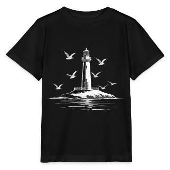 Phare Seagull Harbor Moin Sea Lake - T-shirt bio MINI CREATOR Stanley/Stella Enfant - noir - Devant - Mikhail (115cm)