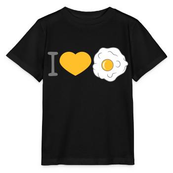 j'aime coeur amour oeuf au plat cuisiner frire nourriture oeuf - T-shirt bio MINI CREATOR Stanley/Stella Enfant - noir - Devant - Mikhail (115cm)