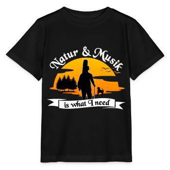 Natur und Musik is what I need - Stanley/Stella Kinder T-Shirt MINI CREATOR  - Schwarz - Vorne - Mikhail (115cm)