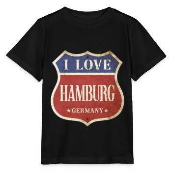 Hamburg Deutschland Stadt I Love Vintage Retro - Stanley/Stella Kinder T-Shirt MINI CREATOR  - Schwarz - Vorne - Mikhail (115cm)