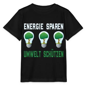 Energie sparen Umwelt schützen - Stanley/Stella Kinder T-Shirt MINI CREATOR  - Schwarz - Vorne - Mikhail (115cm)