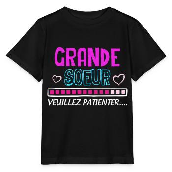 Téléchargements grande sœur de mon cœur - T-shirt bio MINI CREATOR Stanley/Stella Enfant - noir - Devant - Mikhail (115cm)