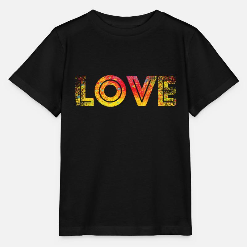 LOVE red yellow speckled - Stanley/Stella Kinder T-Shirt MINI CREATOR  - Schwarz