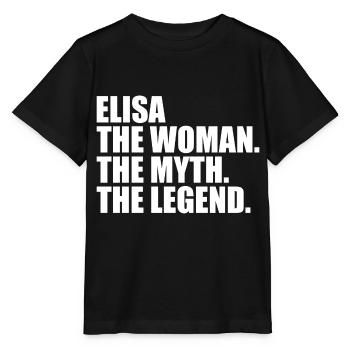Femme, Mythe, Légende, Prénom Elisa - T-shirt bio MINI CREATOR Stanley/Stella Enfant - noir - Devant - Mikhail (115cm)