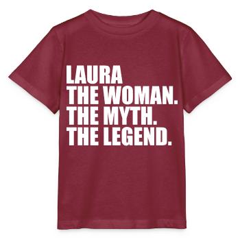 Woman Mythos Legende Name Laura - Stanley/Stella Kinder T-Shirt MINI CREATOR  - Burgunderrot - Vorne - Kain (125cm)