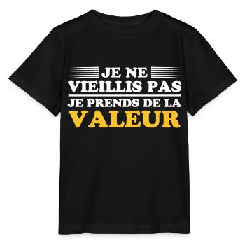 Ich werde nicht alt, ich steigere meinen Wert - Stanley/Stella Kinder T-Shirt MINI CREATOR  - Schwarz - Vorne - Mikhail (115cm)