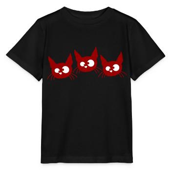 Three Cats Squint Funny 3 Crazy Grimaces - Stanley/Stella MINI CREATOR Kids’ T-Shirt - black - Front - Mikhail (115cm)