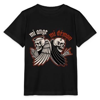 mi ange mi démon squelette - T-shirt bio MINI CREATOR Stanley/Stella Enfant - noir - Devant - Mikhail (115cm)