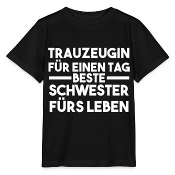 Schwester Trauzeugin - Stanley/Stella Kinder T-Shirt MINI CREATOR  - Schwarz - Vorne - Mikhail (115cm)