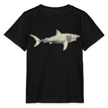 Grands requins blancs requins de mer ailerons de requin silhouette de l’océan01 - T-shirt bio MINI CREATOR Stanley/Stella Enfant - noir - Devant - Mikhail (115cm)